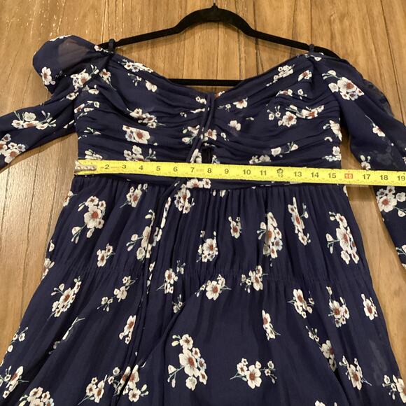 Self Portrait Pansy Floral Print Pleated Cut out Midi maxi Dress size 10 - Picture 6 of 11